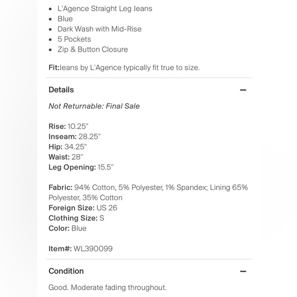 L'Agence Flaired Dark Blue Jeans US 26. - Picture 4 of 4